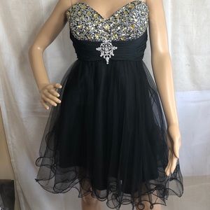 Colors Dress Black Strapless Embellished Party Social Night  Dress Size 10 Girls